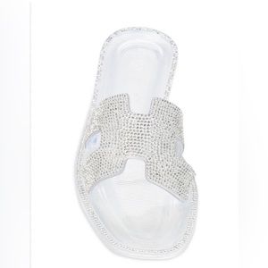 AZALEA WANG DAZZLE CLEAR SLIDES SIZE 10
